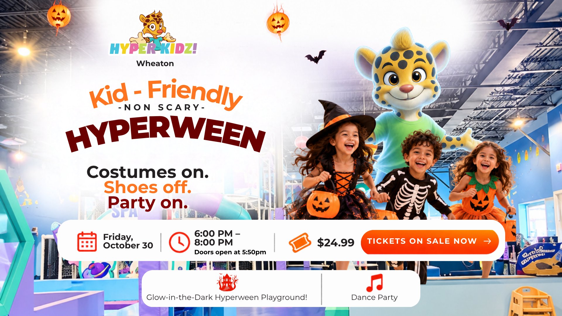 HyperWeen glow-in-the-dark Haunted Playground at Hyper Kidz Wheaton on Friday, October 30